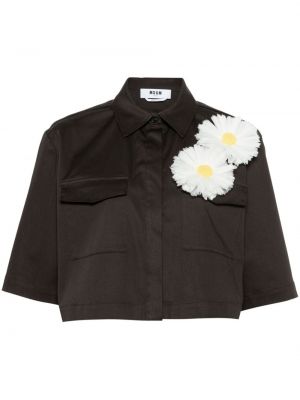 Chemise à fleurs avec applique Msgm marron