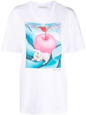 Tricou din bumbac cu imagine Nina Ricci alb