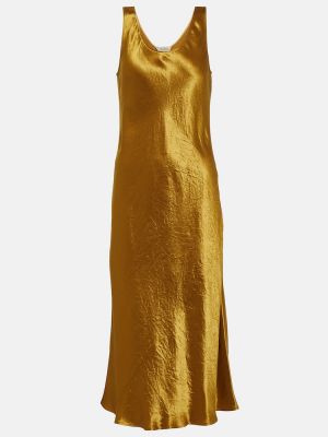 Σατέν μίντι φόρεμα Max Mara κίτρινο