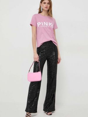 Koszulka bawełniana Pinko różowa