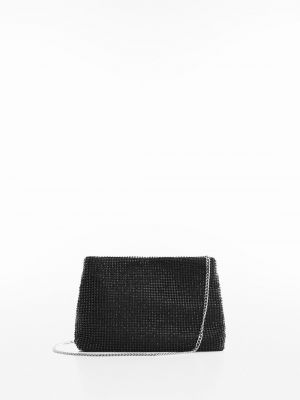 Женская сумка-цепочка со стразами MANGO черный