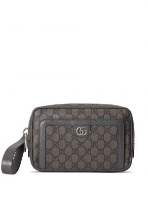 Listová kabelka s potlačou Gucci sivá