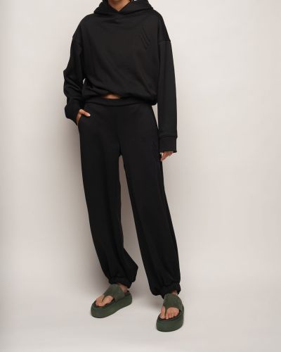Spodnie sportowe bawełniane z dżerseju The Attico czarne