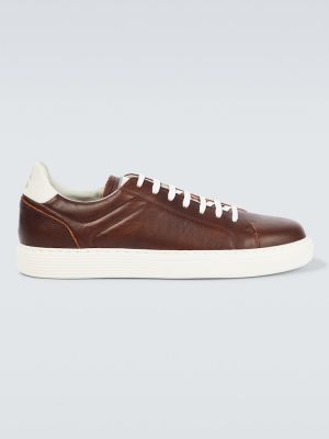 Sneakers di pelle Brunello Cucinelli marrone