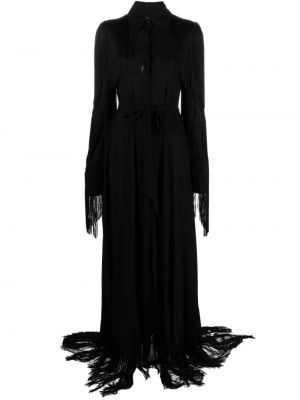 Dlouhé šaty s třásněmi Roberto Cavalli černé