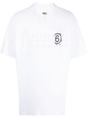 Тениска с принт Mm6 Maison Margiela бяло