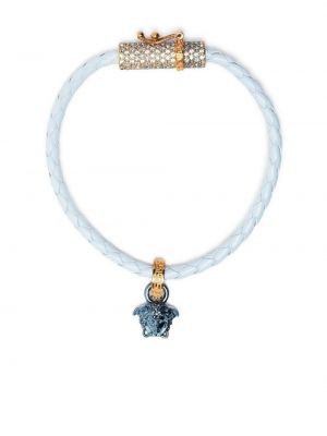 Leder armband mit kristallen Versace