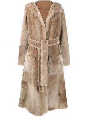 Двустранно палто с качулка Liska кафяво