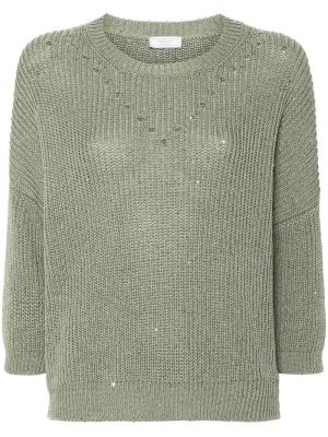 Плетен пуловер с пайети Peserico зелено
