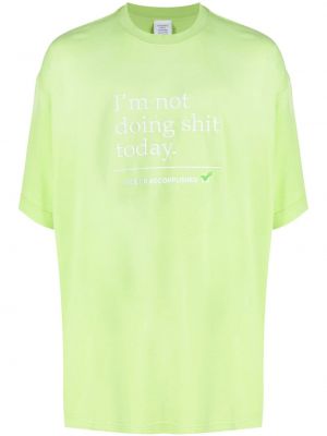 Памучна тениска с принт Vetements зелено