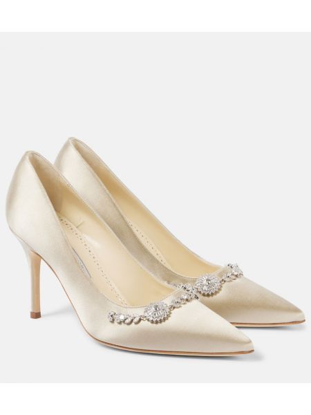 Satin pumps Manolo Blahnik beige