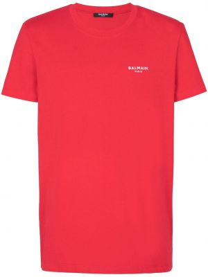 Bavlnené tričko s potlačou Balmain červená