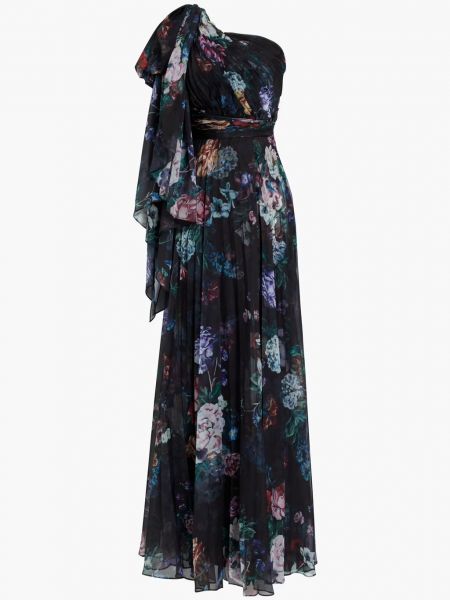 Шифоновое платье в цветочек с принтом Marchesa Notte черное