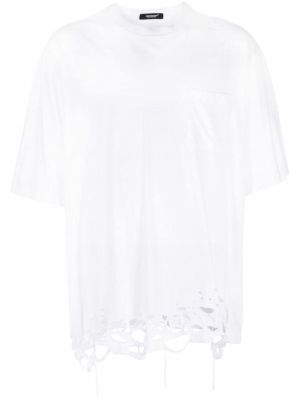 Памучна тениска с разкъсвания Undercover бяло