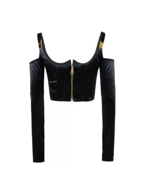 Aksamitny top Versace Jeans Couture czarny