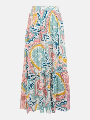 Pamučna svilena midi suknja s printom Etro