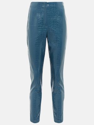 Кожени панталон slim от изкуствена кожа Rotate Birger Christensen синьо