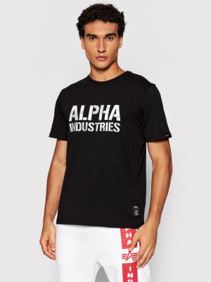 Majica s printom s camo uzorkom Alpha Industries crna