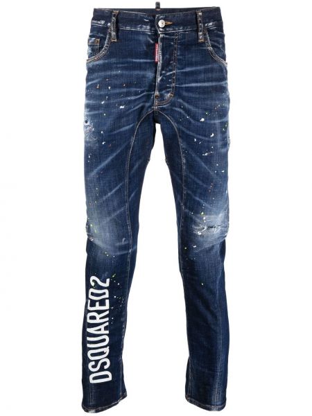 Zerrissene skinny jeans mit print Dsquared2