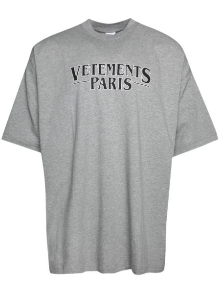 Pamučna majica s printom Vetements siva