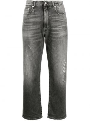 Straight fit džíny s oděrkami R13 šedé