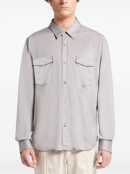 Bavlněná hedvábná košile Tom Ford šedá