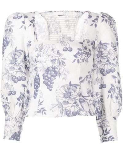 Blus med mönster i blommigt med puffärm Reformation vit