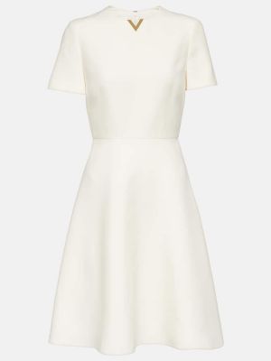 Mini vestido de lana de seda Valentino blanco