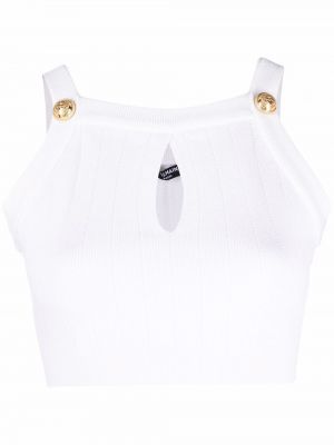 Strikket crop top Balmain hvit