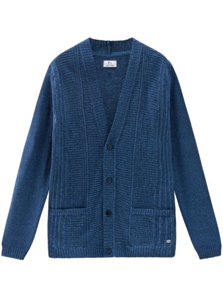 Cardigan en tricot à col v Woolrich bleu