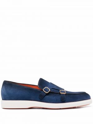 Pantofi loafer din piele de căprioară Santoni albastru