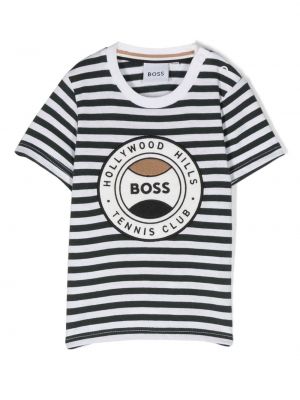 T-shirt a righe con stampa Boss Kidswear