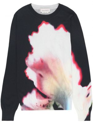 Geblümt sweatshirt aus baumwoll mit print Alexander Mcqueen schwarz