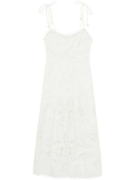 Pamučni haljina na naramenice s cvjetnim printom Sea bijela