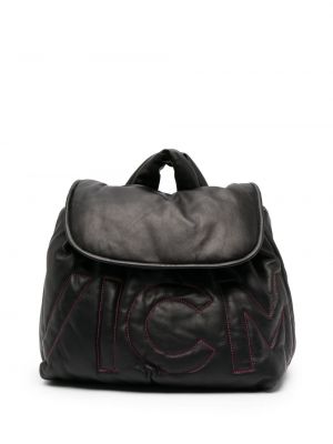 Kožený batoh s výšivkou Vic Matié čierna
