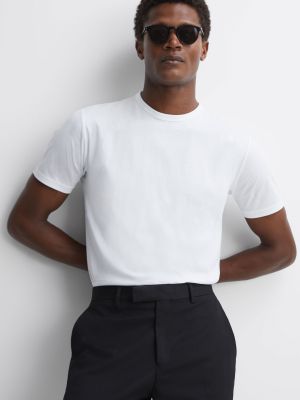 Хлопковая приталенная футболка Reiss белая