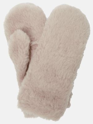 Hodvábne vlnené rukavice z alpaky Max Mara béžová