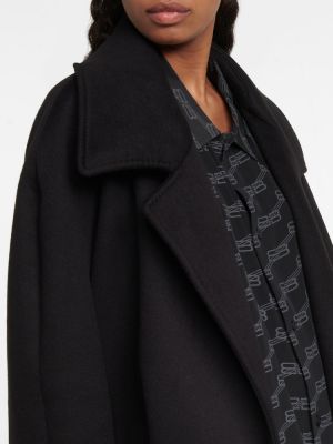 Płaszcz wełniany z kaszmiru Balenciaga czarny