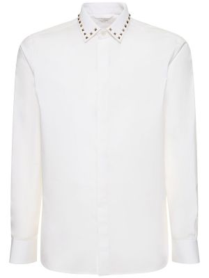 Памучна риза с шипове Valentino бяло