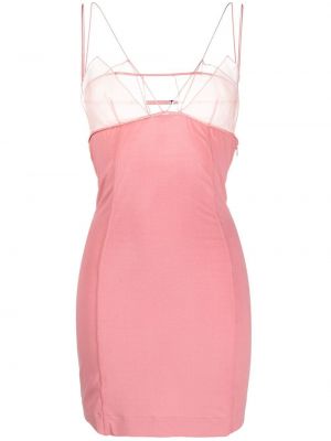 Κοκτέιλ φόρεμα με διαφανεια Nensi Dojaka ροζ