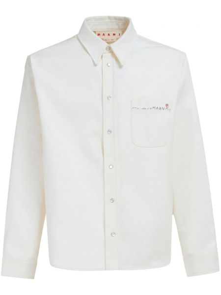 Bavlněná košile s výšivkou Marni bílá