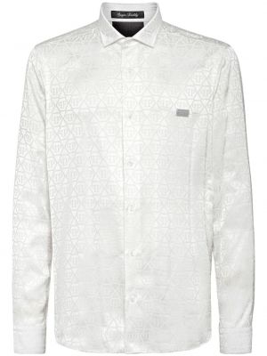 Žakárová košeľa Philipp Plein biela