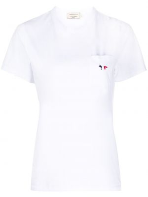 T-shirt med broderi Maison Kitsuné vit