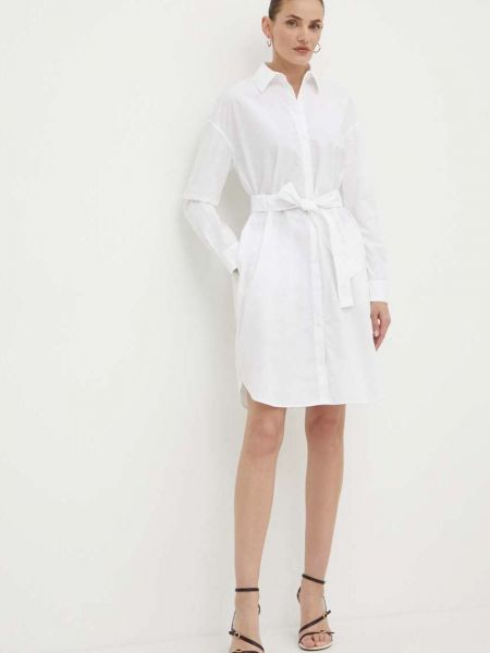 Pamučna mini haljina oversized Armani Exchange bijela