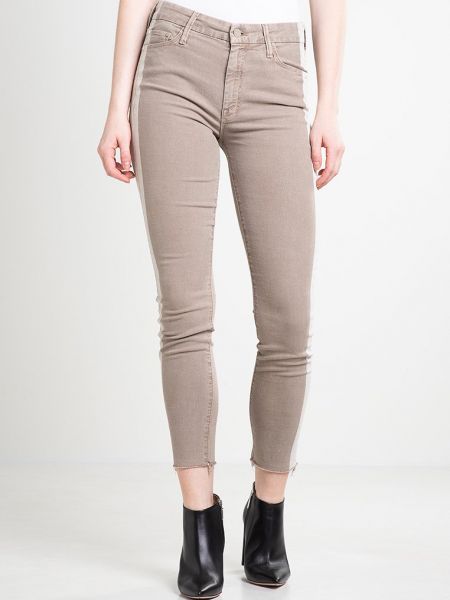 Jeansy skinny Mother beżowe