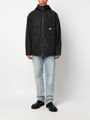 Džínová bunda s kapucí Tommy Jeans černá