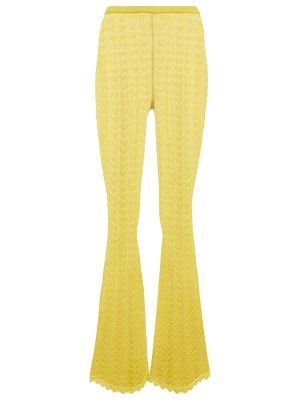 Pantaloni cu picior drept din dantelă Alessandra Rich galben