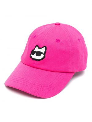 Cappello con visiera ricamato Karl Lagerfeld rosa