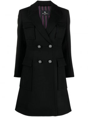Vlněný kabát Etro černý