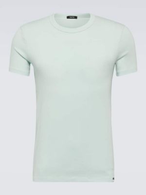 Camiseta de algodón de tela jersey Tom Ford verde